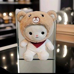 Adorable Tan and White Bear Plush Toy